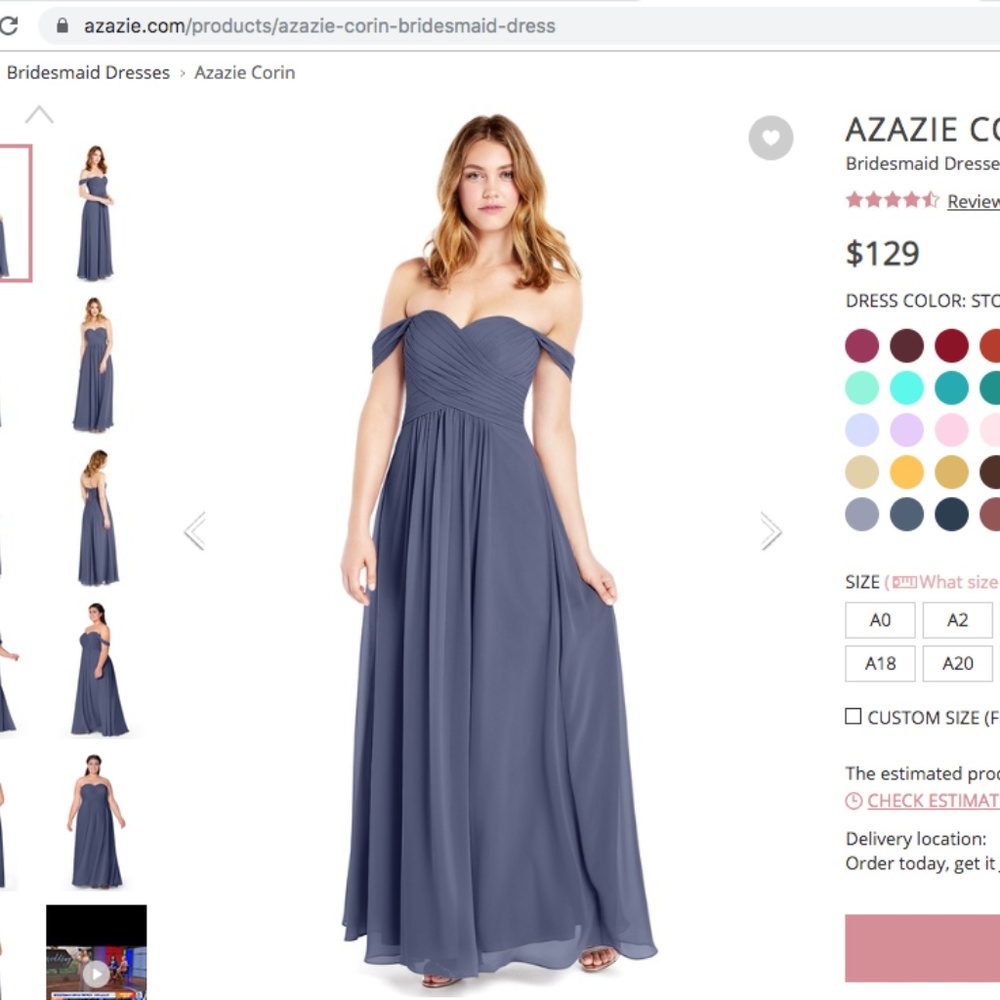 Blue Floor Length Bridemaid's Dress